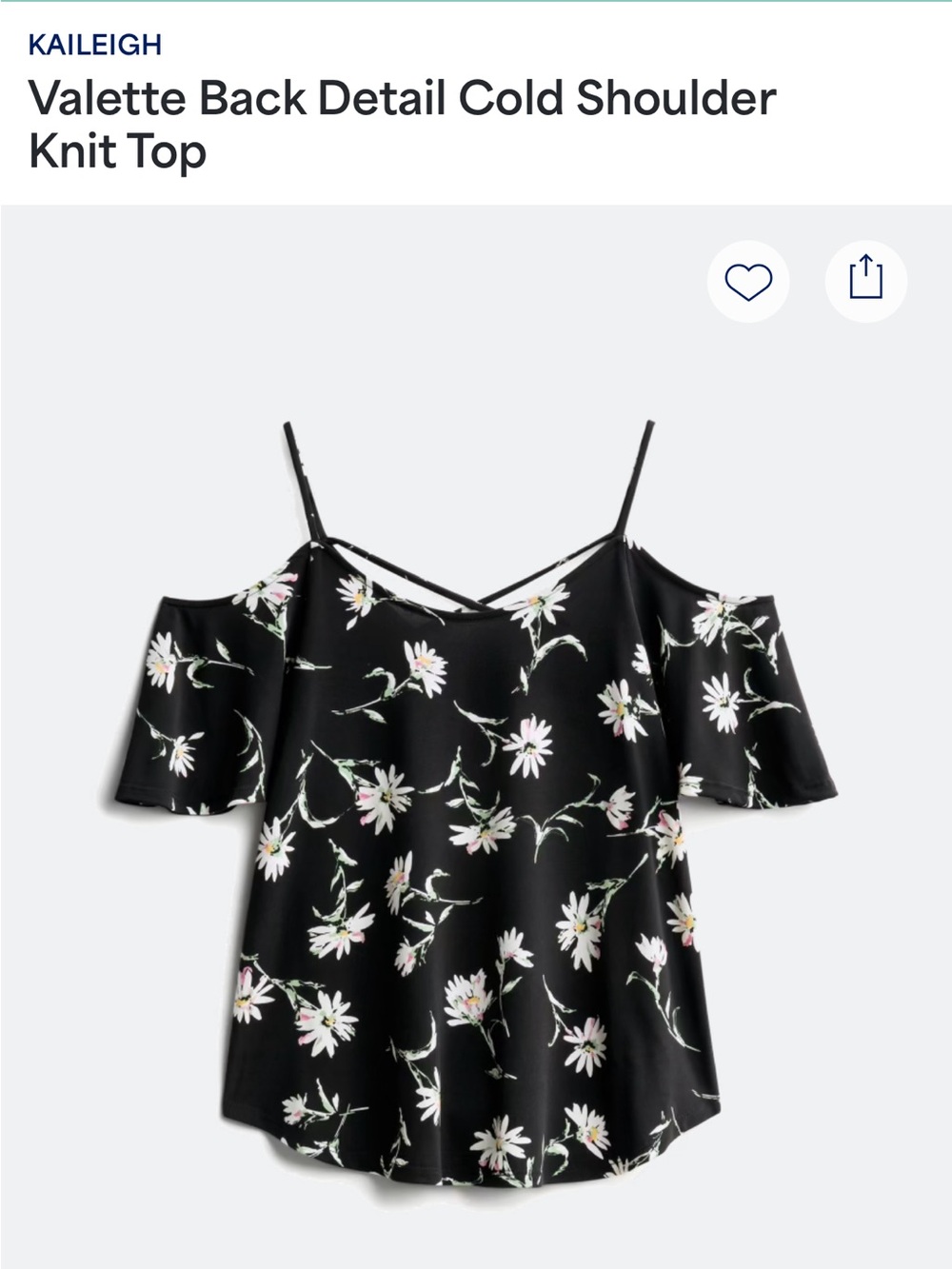 Kaileigh Black Floral Cold-Shoulder Camisole